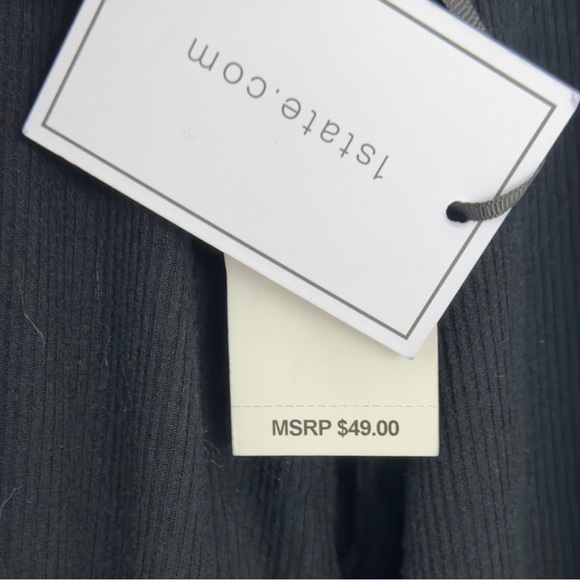 1.STATE - Black Ribbed Crew Neck Balloon Sleeve Sweater - Elastic Waist  Medium - Picture 7 of 9